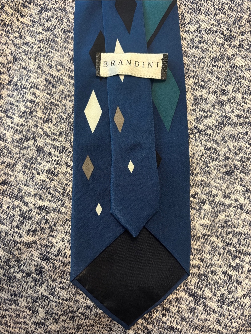 Brandini Blue Geometric Diamond Silk Tie